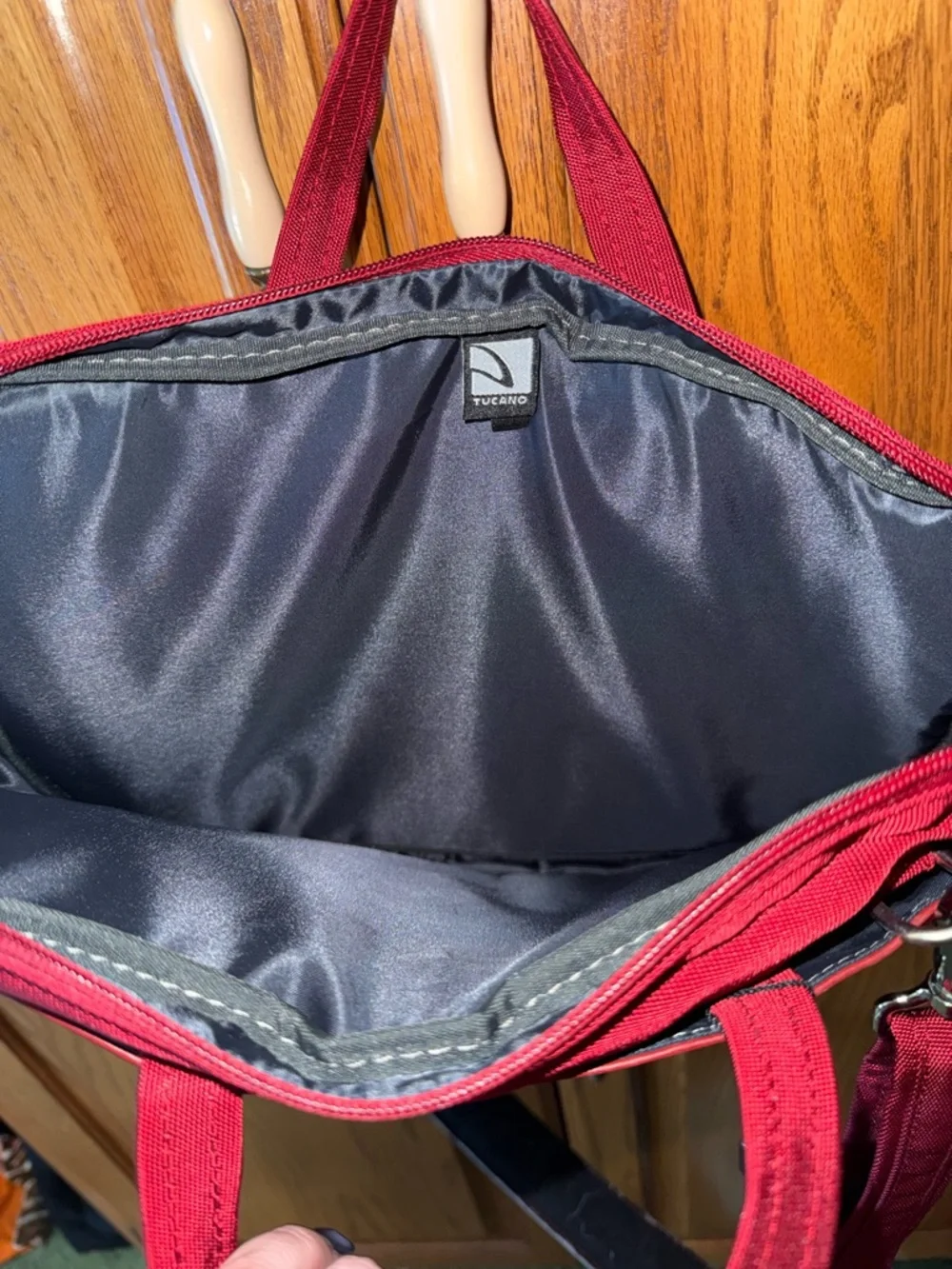 Red Leather Laptop Briefcase - Computer Case